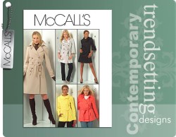 5525 MCCALLS LINED 2 BREASTED JACKET,  SLICKER RAINCOAT, BELT PATTERN 8-16, 18W - 24W